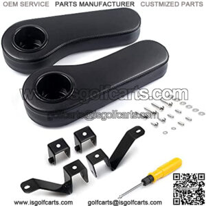 Golf Cart Rear Seat Kit Arm Rests Set with Cup Holder,Increase Support Frame,Prevent Tilting,No Drilling,for Club Car EzGo Yamaha
