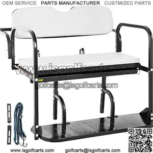 Golf Cart Rear Seat, Club Car Rear Seat for Yamaha G14, G16, G19, G22 Golf Cart, Heavy Duty Golf Cart Back Seat 1102 lbs Capacity, White Steel Golf Cart Flip Folding Rear Back Seat Kit