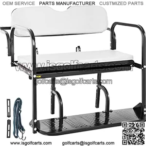 Golf Cart Rear Seat, Club Car Rear Seat for Yamaha G14, G16, G19, G22 Golf Cart, Heavy Duty Golf Cart Back Seat 1102 lbs Capacity, White Steel Golf Cart Flip Folding Rear Back Seat Kit