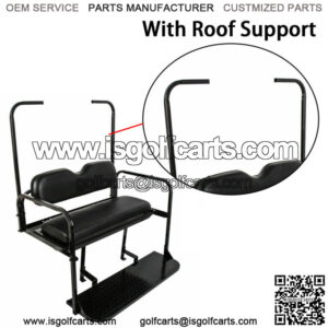 For 1995-UP EZGO TXT Golf Cart Flip Folding Rear Back Seat Kit - Black Cushions