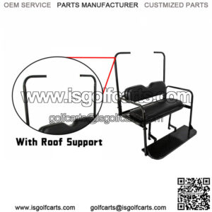 For EZGO TXT 1995 UP Golf Cart Back Seat w/ Roof Supports And Black Cushions