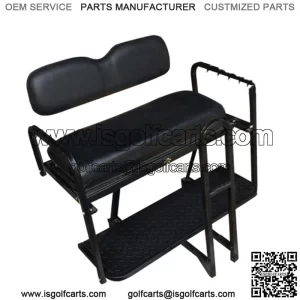 Club Car Precedent Golf Cart Rear Seat Kit - BLACK (Flip Seat w/ Cargo Bed & Free Grab Bar, Fits ALL 2004+)