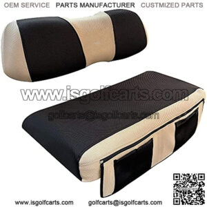 New Vision Golf Cart Seat Cover with Pocket Washable Mesh Bench Seat Cover Fits Most of EZGO Club Car DS (Black + Beige)