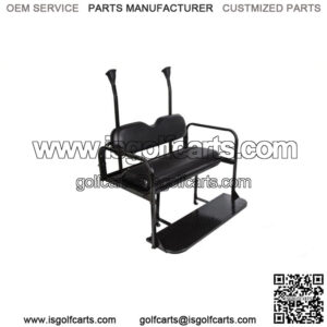 For Club Car Precedent Golf Cart Flip Folding Rear Back Seat Kit - Black Cushion