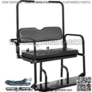 Golf Cart Rear Seat, Club Car Rear Seat for 2004-2018 Club Car Precedent, Heavy Duty Golf Cart Back Seat 1102 lbs Capacity, Black Steel Golf Cart Flip Folding Rear Back Seat Kit w/Roof Support