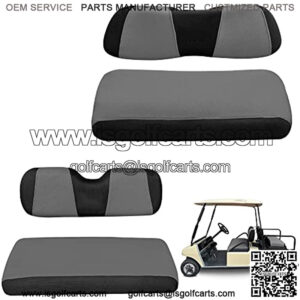 Golf Cart Front & Rear Seat Covers Fits Club Car DS & EZGO RXV TXT 4 Passenger Models Bench Seat Covers Kit, Washable Breathable Polyester Mesh Cloth(Gray and Black)