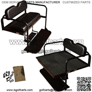 Performance Plus Carts EZGO TXT Golf Cart Flip Folding Rear Back Seat Kit - Black Cushions