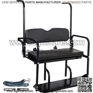 Golf Cart Rear Seat, Club Car Rear Seat for Club Car DS 2000-2013, Heavy Duty Golf Cart Back Seat 1102 lbs Capacity, Black Steel Frame Golf Cart Flip Folding Rear Back Seat Kit w/Roof Support