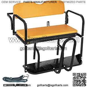 Golf Cart Rear Seat, Club Car Rear Seat for Club Car Precedent 2004 and Up, Heavy Duty Steel Golf Cart Back Seat 1102 lbs Capacity, Golf Cart Flip Folding Rear Back Seat Kit with Grab Bar - Tan