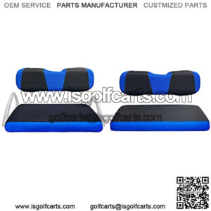 Golf Cart Front + Rear Seat Cover Set for EZGO TXT RXV & Club Car DS 4 Passenger Models Bench Seat Covers Kit Breathable Washable Polyester Mesh Cloth (S+XS) (Black/Blue)