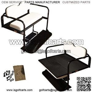 Performance Plus Carts EZGO TXT Golf Cart Flip Folding Rear Back Seat Kit - Oyster White Cushions