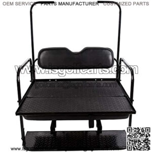 Flip Folding Rear Back Seat Kit Compatible with EZGO TXT Golf Cart | Black Cushions | 1995 & Up - You Will Receive (2) Packages