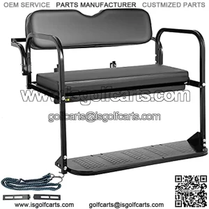 Golf Cart Rear Seat, Club Car Rear Seat for 1982-2000.5 DS Model, Heavy Duty Golf Cart Back Seat 1102 lbs Capacity, Steel Golf Cart Flip Folding Rear Back Seat Kit w/Roof Support & Grab Bar