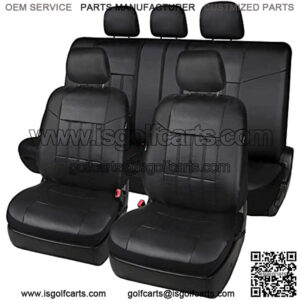 17pcs Black Faux Leather Car Seat Covers Full Set Front + Rear with Airbag Universal Fits for Trucks SUV Included Steering Wheel Cover / Seat Belt Covers