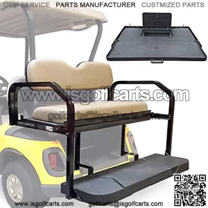 ProFormX Challenger HD Golf Cart Rear Seat EzGo RXV (2008 up) Back Seat Flip Kit with Sandstone (Beige) Cushions (Industry Leading 2-Year Limited Warranty)