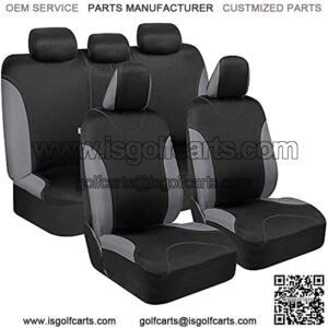 UltraSleek Gray Seat Covers for Cars Full Set, Two-Tone Front Seat Covers with Matching Back Seat Cover, Stylish Car Seat Protectors with Split Bench Design, Automotive Interior Covers