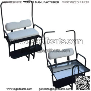 Club Car DS Golf Cart Flip Folding Rear Back Seat Kit Diamond Plate - Off White