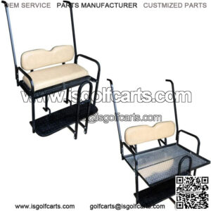 Yamaha G14,G16,G19 Golf Cart Flip Folding Rear Seat Kit with Diamond Plate - Tan