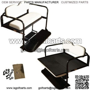 Club Car DS Golf Cart Flip Folding Rear Back Seat Kit - Off White Cushions
