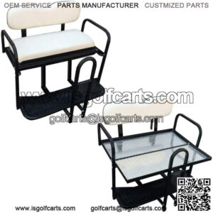 EZGO TXT T48 Golf Cart Rear Flip Back Seat Kit - Off White (Fits 2014-Up)