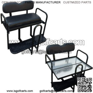Yamaha Drive G29 Golf Cart Flip Folding Rear Back Seat Kit -Black Cushions