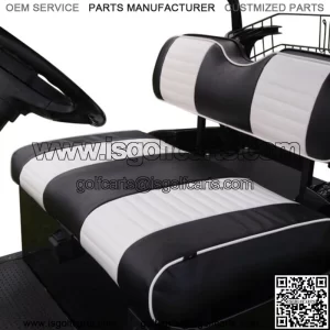 2PCS Golf Cart Seat Cover Black White Pleated For EZGO Valor/Freedom TXT 2014+