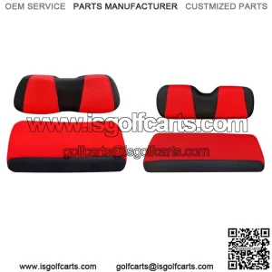 Front and Rear Golf Cart Seat Cover Set for Club Car DS EZGO RXV TXT Red Black