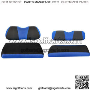 Front and Rear Golf Cart Seat Cover Set for Club Car DS EZGO RXV TXT Blue Black