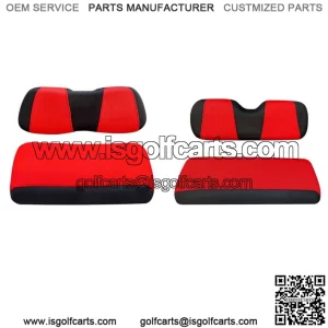 Front and Rear Golf Cart Seat Cover Set for Club Car DS EZGO RXV TXT Red Black