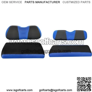 Front and Rear Golf Cart Seat Cover Set for Club Car DS EZGO RXV TXT Blue Black