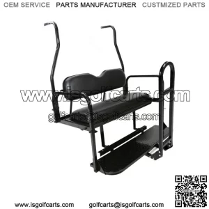 Folding Rear Flip Seat Kit w/Grab Bar for Club Car Golf Cart DS 2001-2013 Black