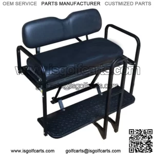 Rear Flip Seat Kit for EZGO Golf Cart RXV Model (Black) with Grab Bar 2008-2015