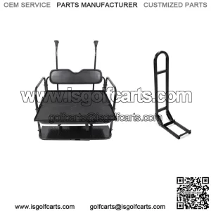 Black Rear Flip Seat Kit with Grab Bar for 2004-Up Club Car Golf Cart Precedent