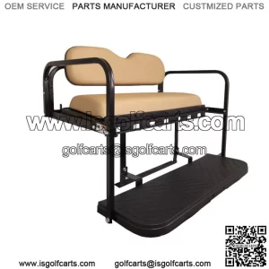 MACH3 Rear Flip Seat for EZGO TXT Golf Carts (1994.5 & Up) - Tan Cushions