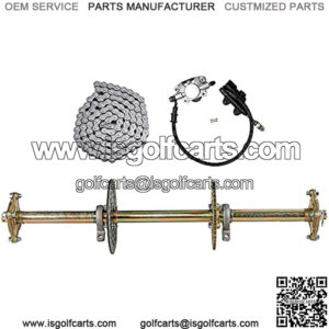 Axle Kit with Chain Sprocket Brake Master Cylinder Assembly and Chain & Sprocket for Go Kart Quad Trike Golf Carts