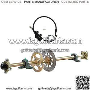 44" Go Kart Rear Axle Shaft Kit with Chain Sprocket Brake Disc Pillow Block Wheel Hub and Brake Master Cylinder for ATV Quad Golf Cart