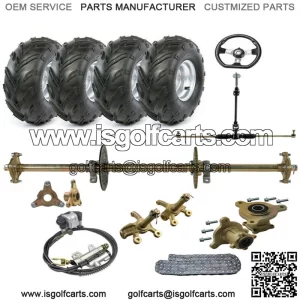 32" Rear Axle Kit Complete Wheels Front Steering Wheel Assembly for Go kart ATV