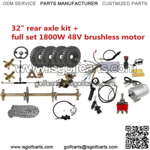 32" Go kart Rear Live Axle kit 6" Wheels 1800w 48V Electric Motor for ATV Trike