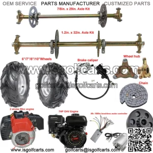 Go Kart Rear Live Axle Kit Brake Caliper Hub Sprocket Rear End Parts Golf Cart