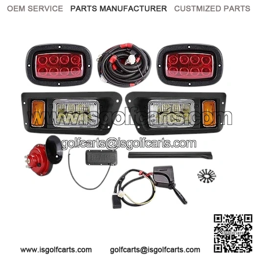 10L0L Complete 12V Golf Cart Light Kit with Headlights, Tail Lights, Turn Signals, Brake Lights, Flasher & Horn